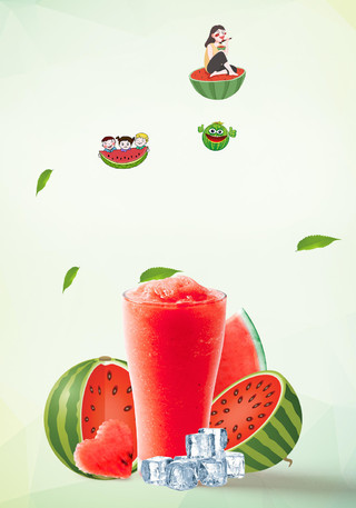 绿色果汁西瓜汁卡通背景素材